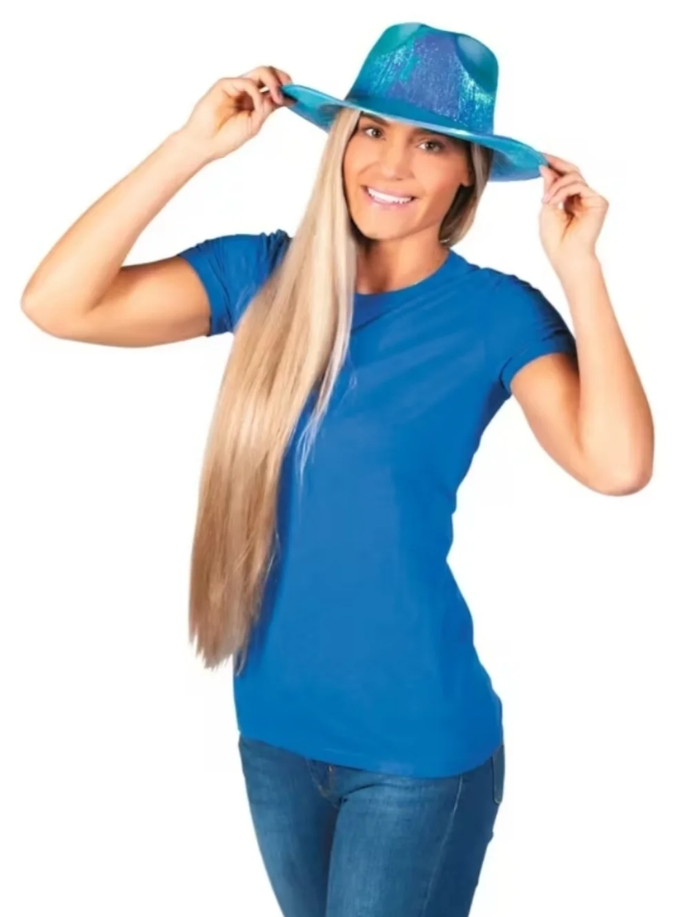Adults Sparkly Iridescent Cowboy Hats 6 Pcs - Pink White Blue NEW